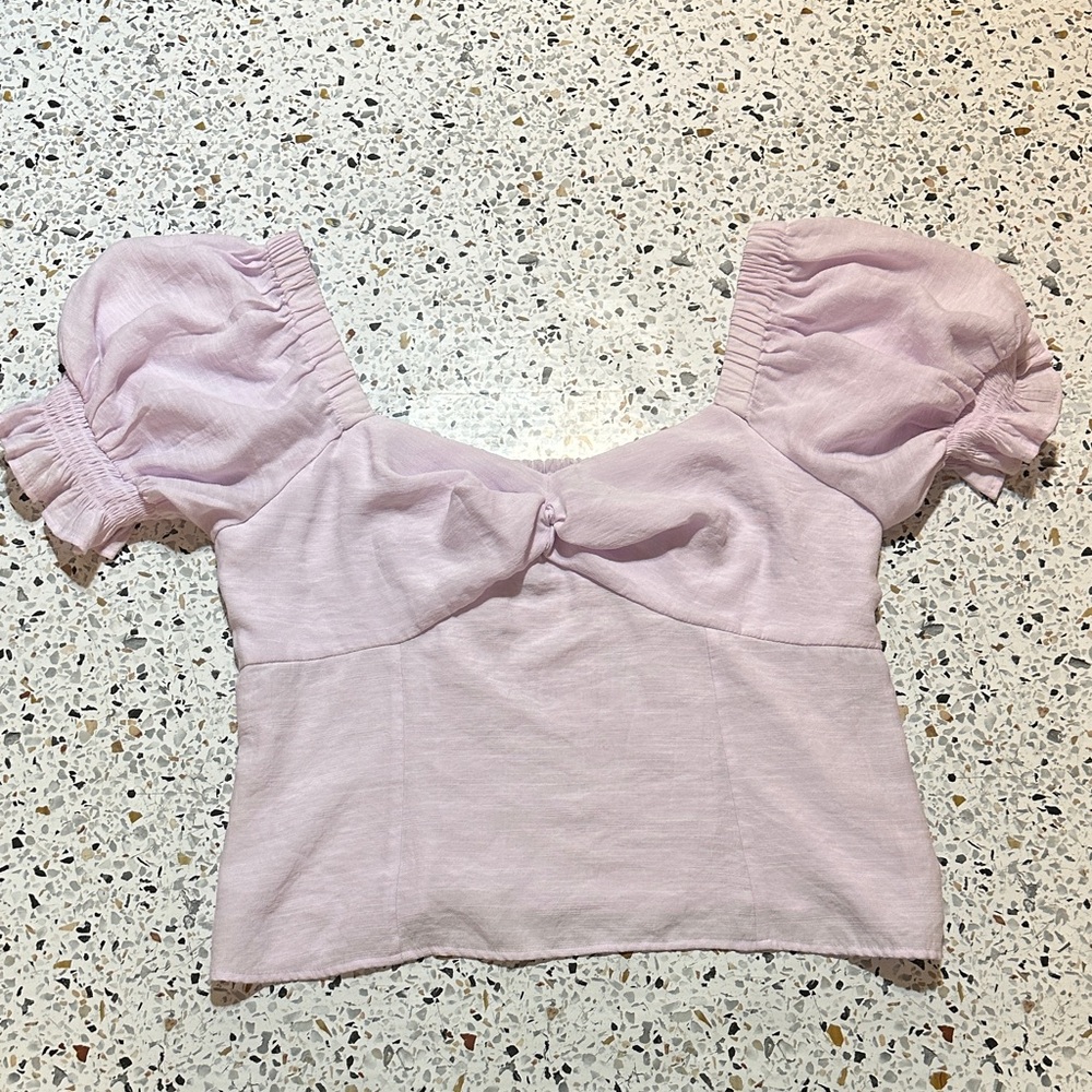 Elegant Lilac Puff Sleeve crop Top Nine West XL